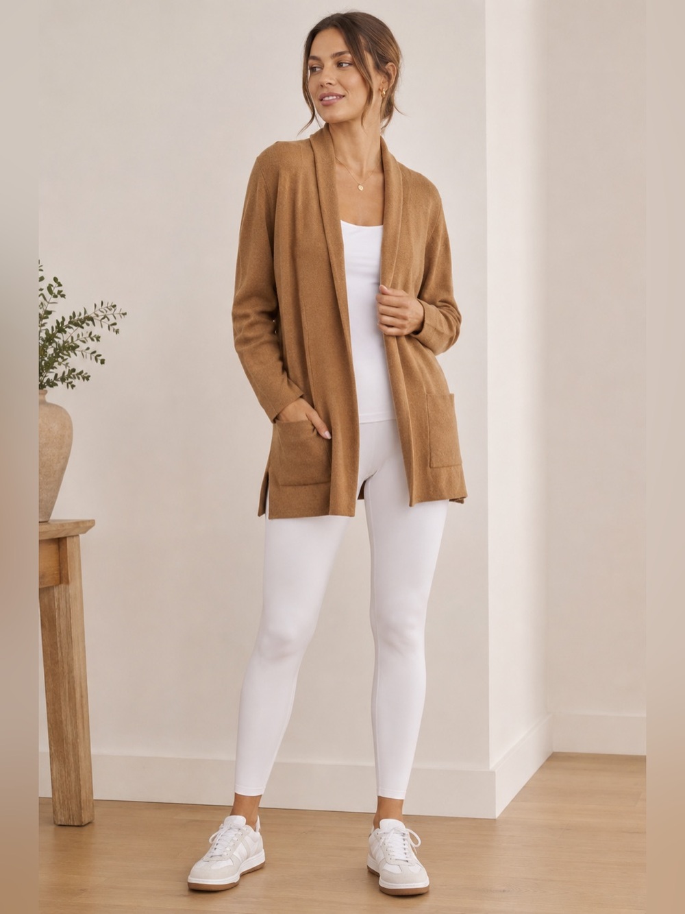 J. Crew Camel 100% Cotton Open-Front Shawl Collar Cardigan Jacket S